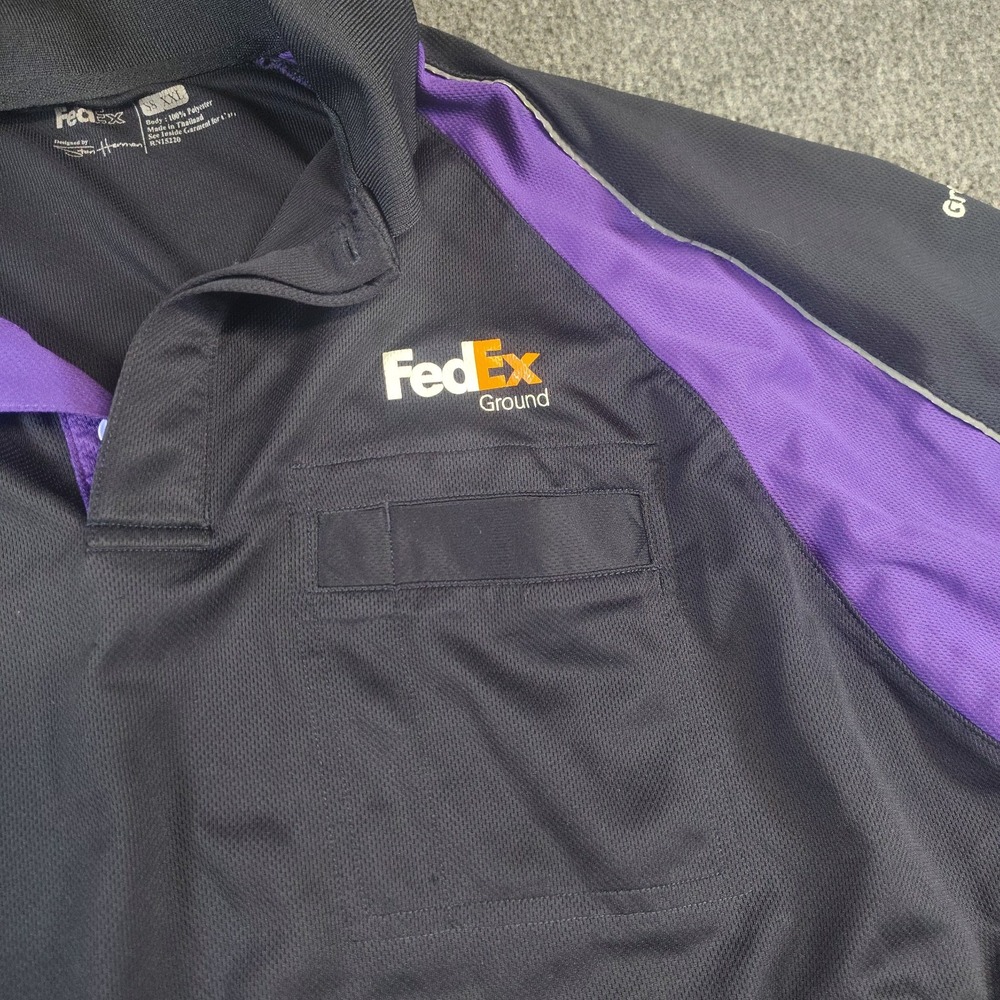 FedEx Uniform Polo Shirt Men's Size 2XL Black & Purple Short Sleeve - Picture 2 of 4